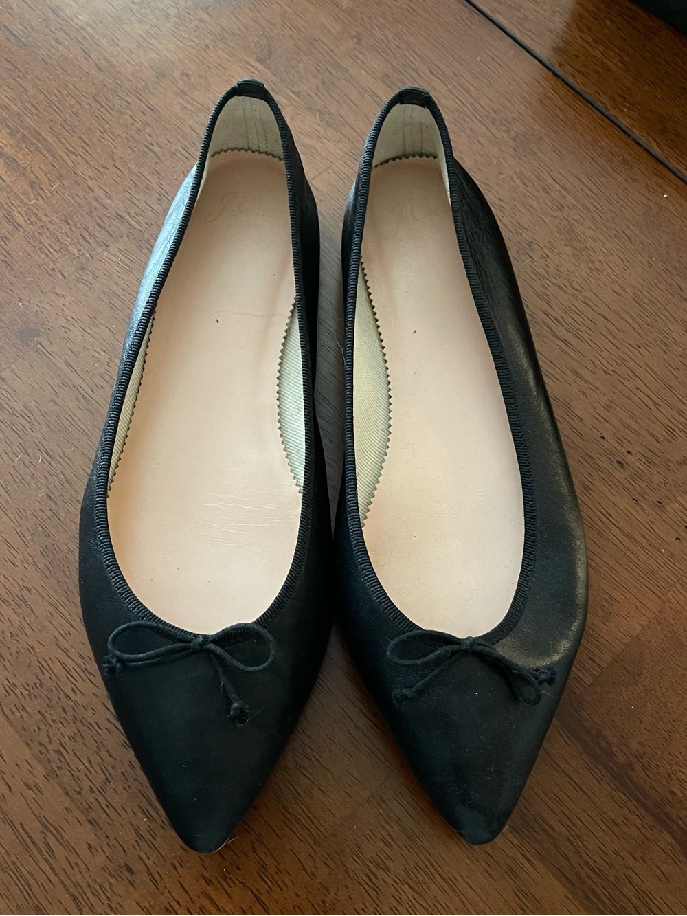J Crew Soft Leather Women's Black Pointed Ballet Flats